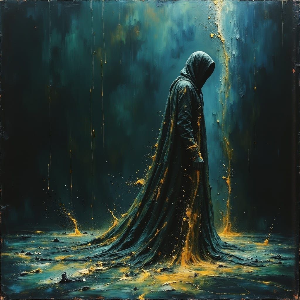 <lora:MJ6 Dark Oil Paint:1.0> Harmony, the Melancholic Muse: A muse whose bittersweet melodies inspire both joy and sorrow in those who hear...