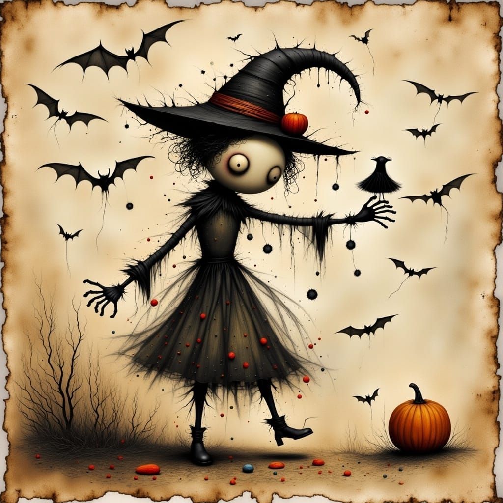 So it's Halloween And you feel like dancin'.  style by  Louise Piggott  Christopher Shy, Clive Barker,  faded colour print, ripped paper, da...