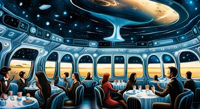 zero-gravity futuristic cafe