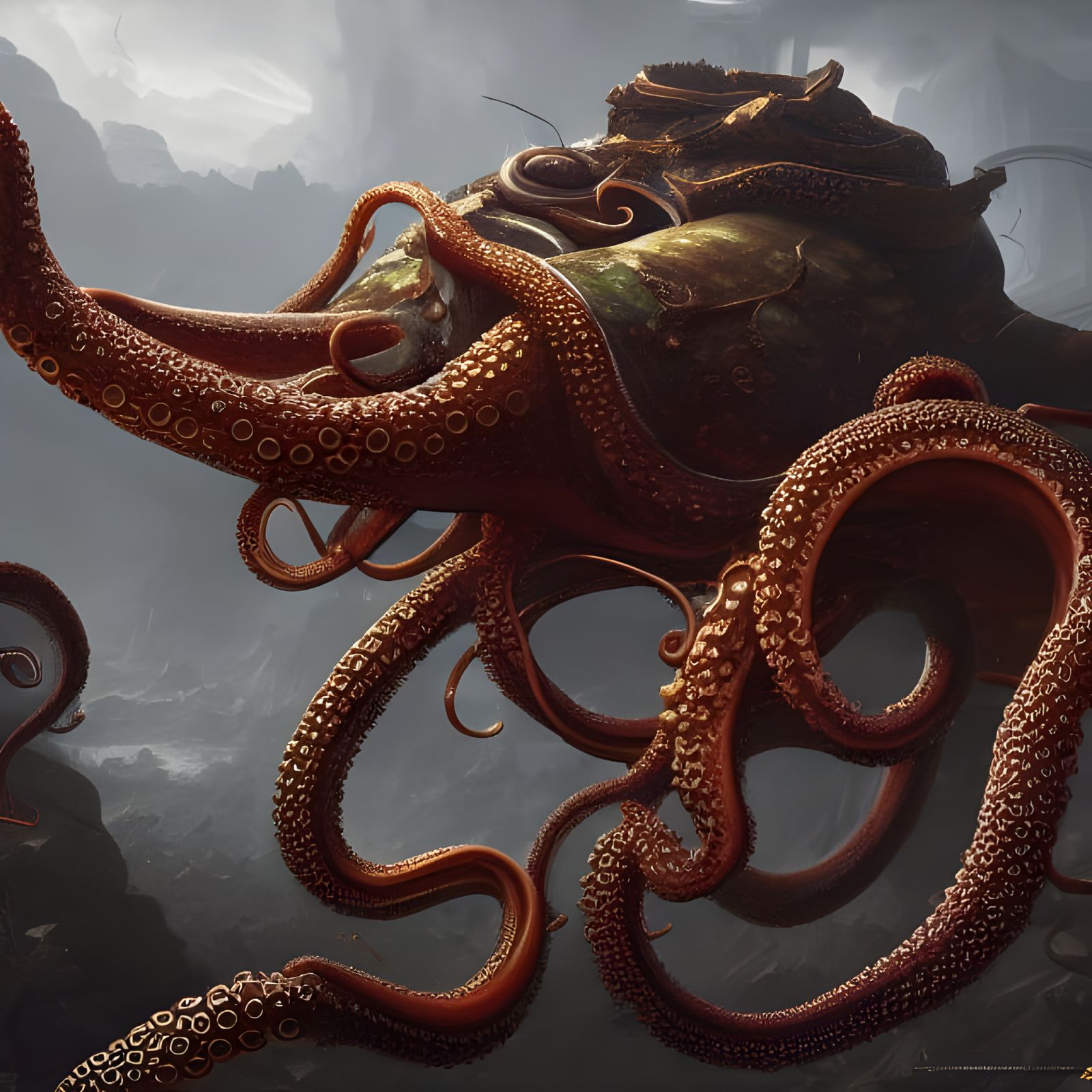 Armored Tentacles detailed matte painting, deep color, fanta...