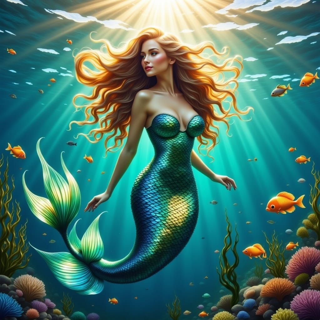 <lora:MermaidFlux:1.0> 