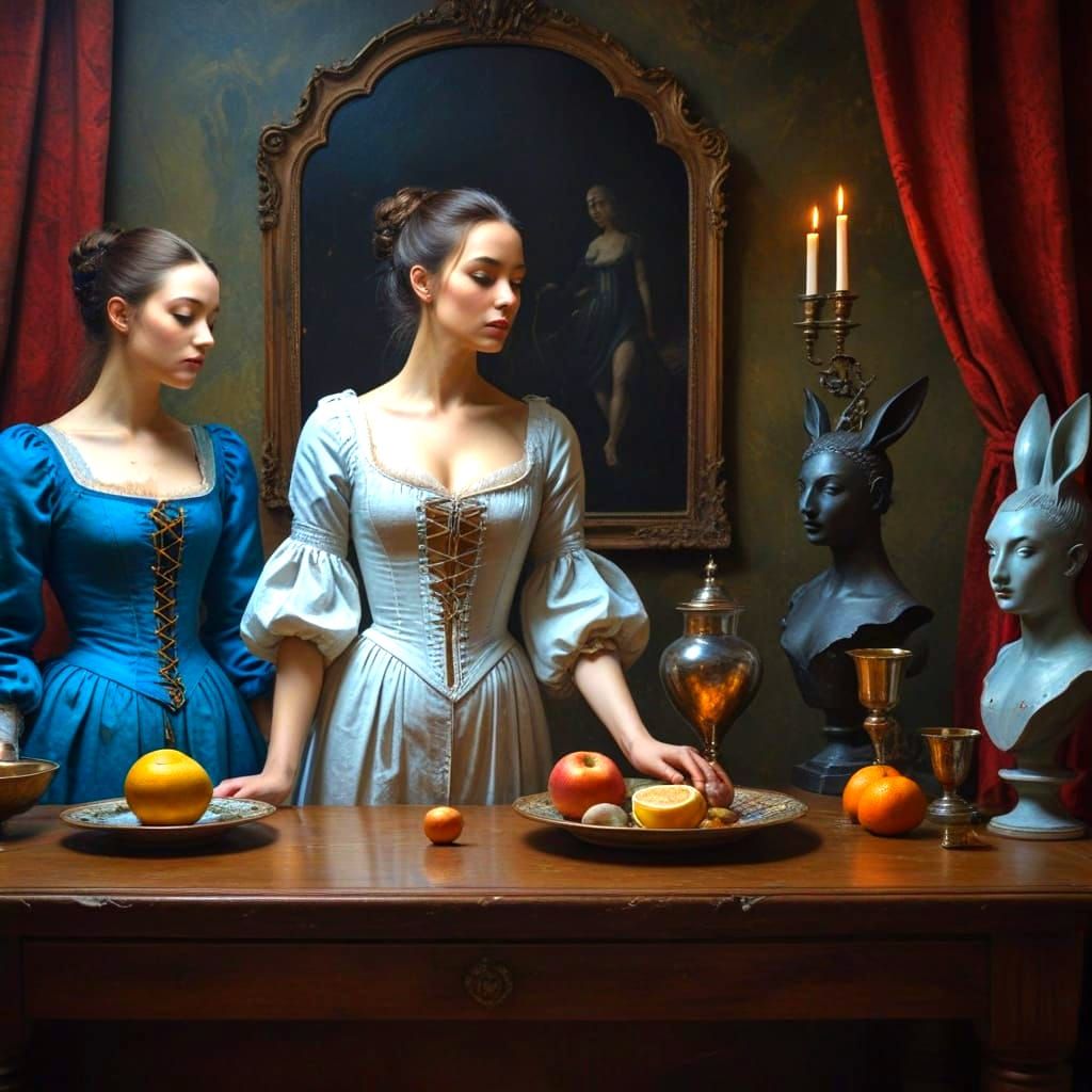 Surreal Medieval Lady Plays with Fantastical Creatures in Wh...