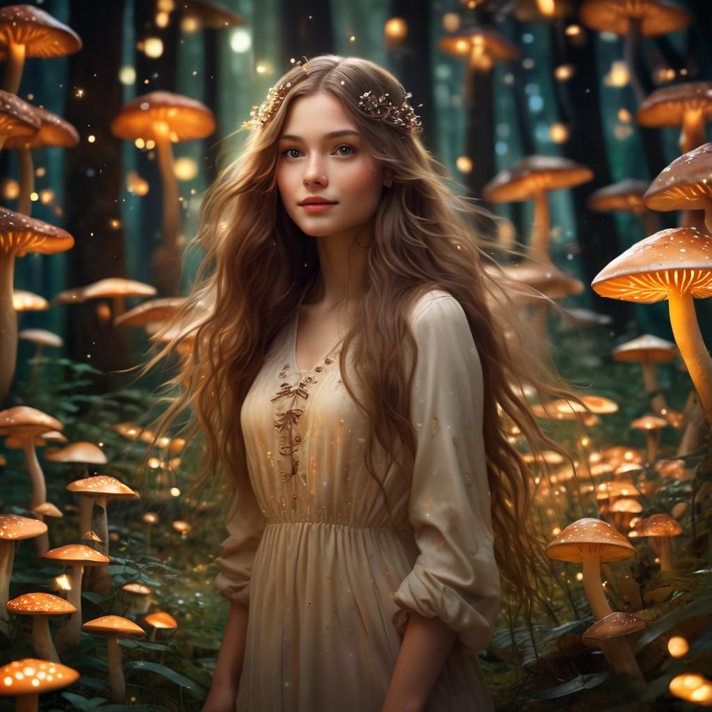Enchanted Forest: Woman in a Mystical Illustration
