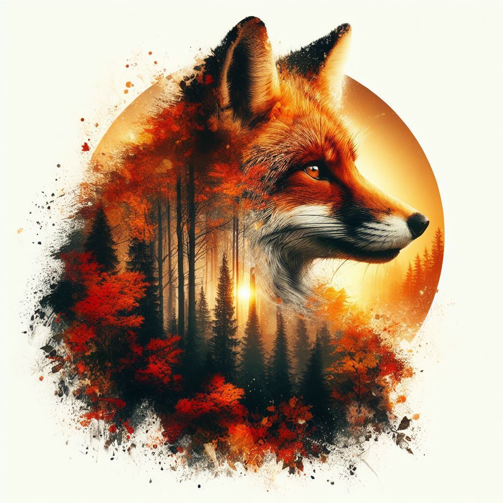 Double exposure fox/forest  by @Baba Adlenpak
