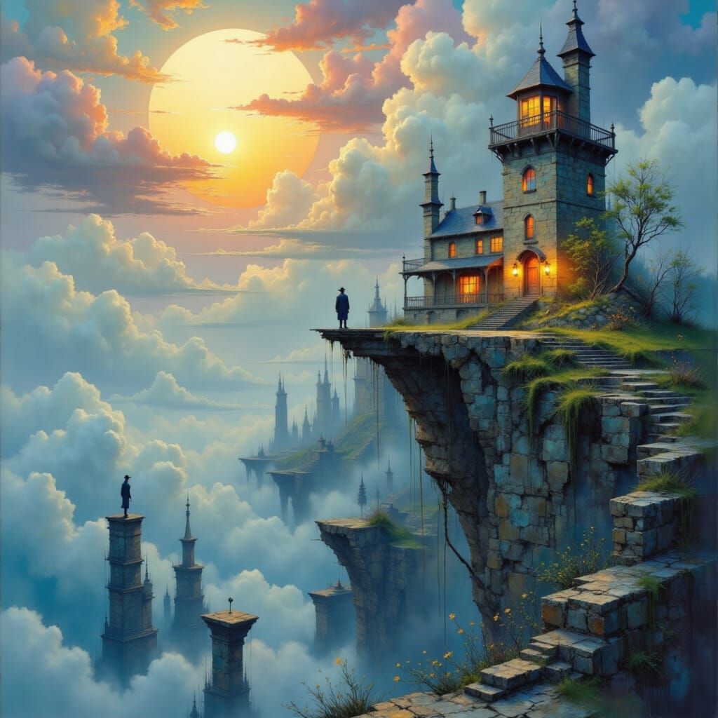"The Lighthouse on a clifftop", Concept Art, a highly intricate and hyperdetailed matte painting by Dan Mumford, James Gurney, Victo Ngai, D...