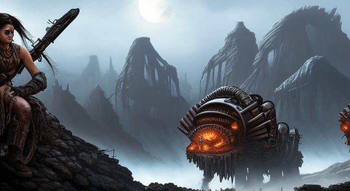 "Gypsy Warriors Male and Female riding alien beasts" Dark Fa...