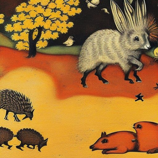 Hedgehog the fireman  hurries to put out the fire, the hare ...