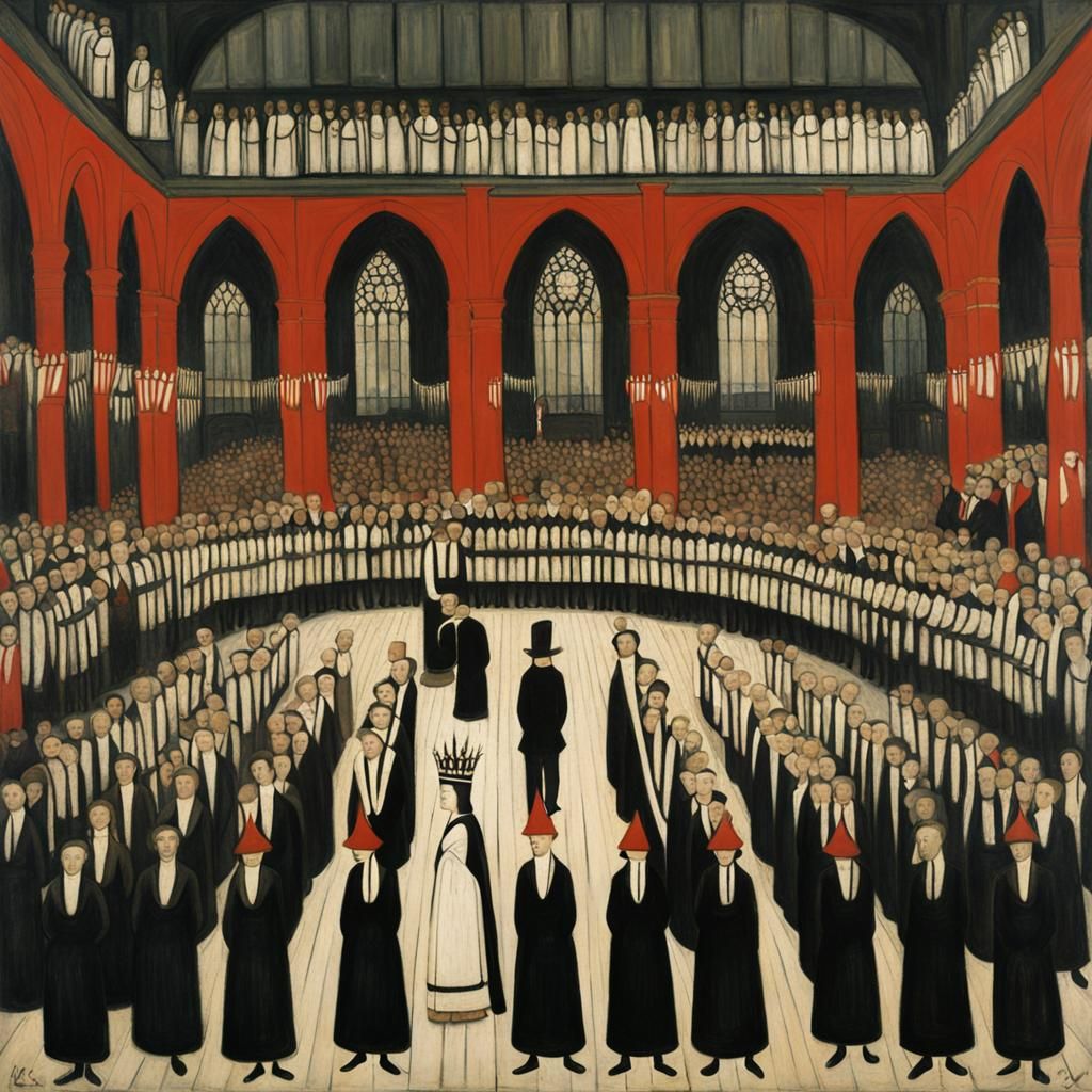 The coronation. Painting by L S Lowry.
