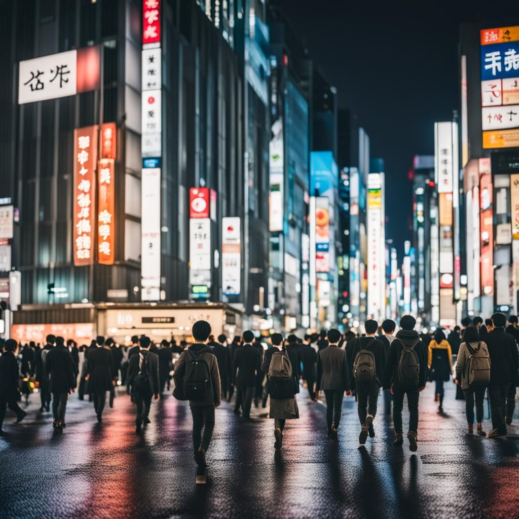 City of Tokyo at night with lots of people 