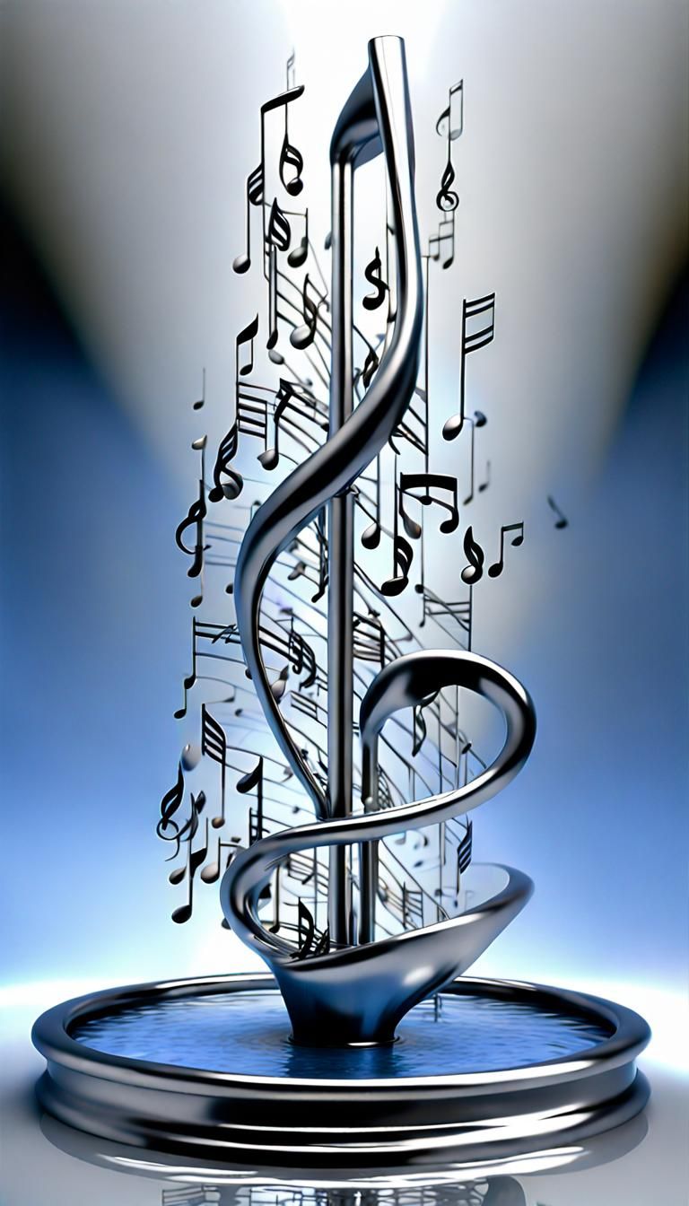 Spiraling Musical Note Fountain in Avante Garde Style