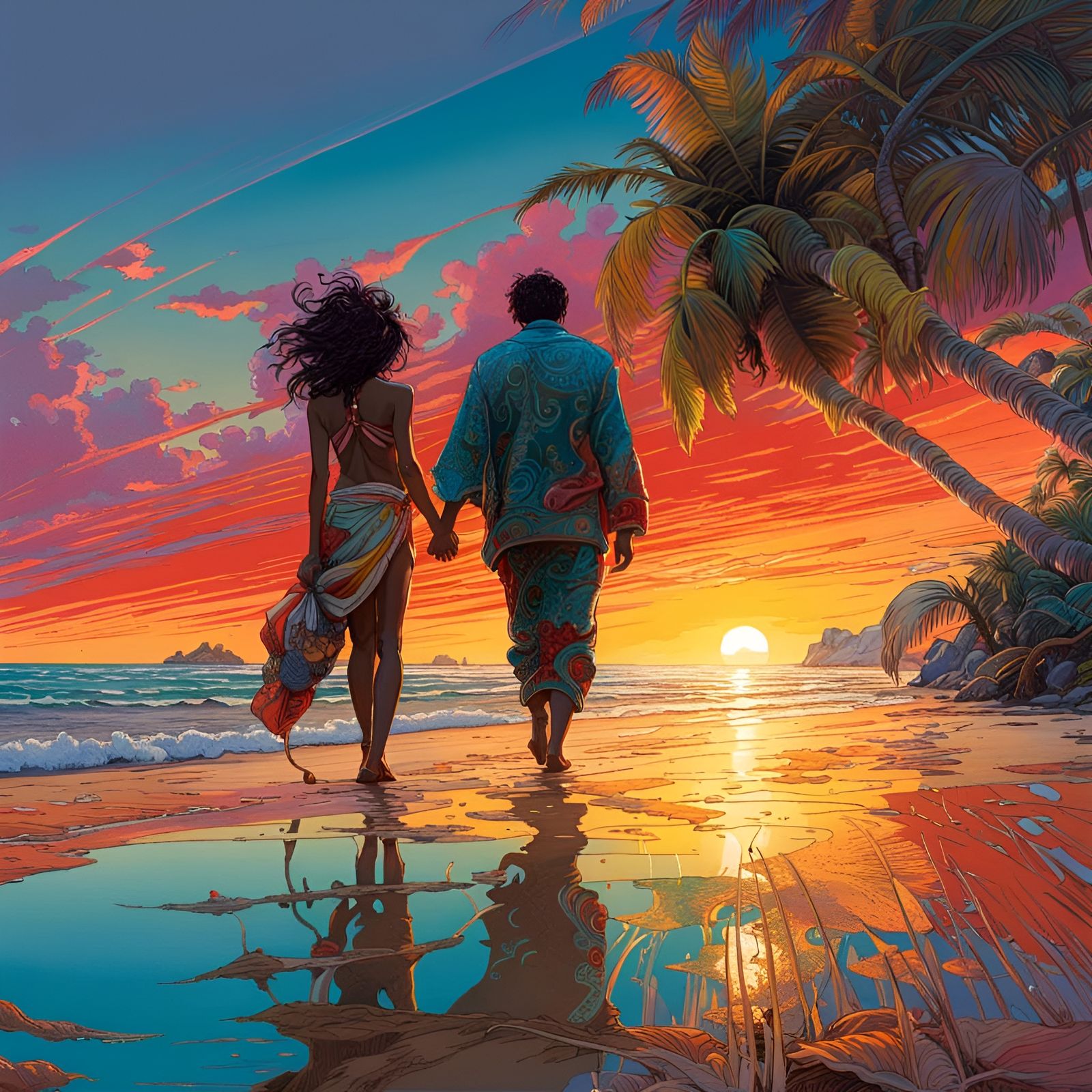 Sun-bathed lovers on the beach  by @Mike Ritchie