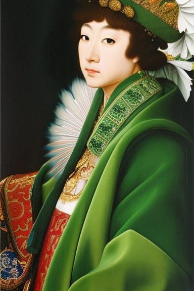 Japanese Anime Broccoli Princess Cosplay, detailed oil paint...