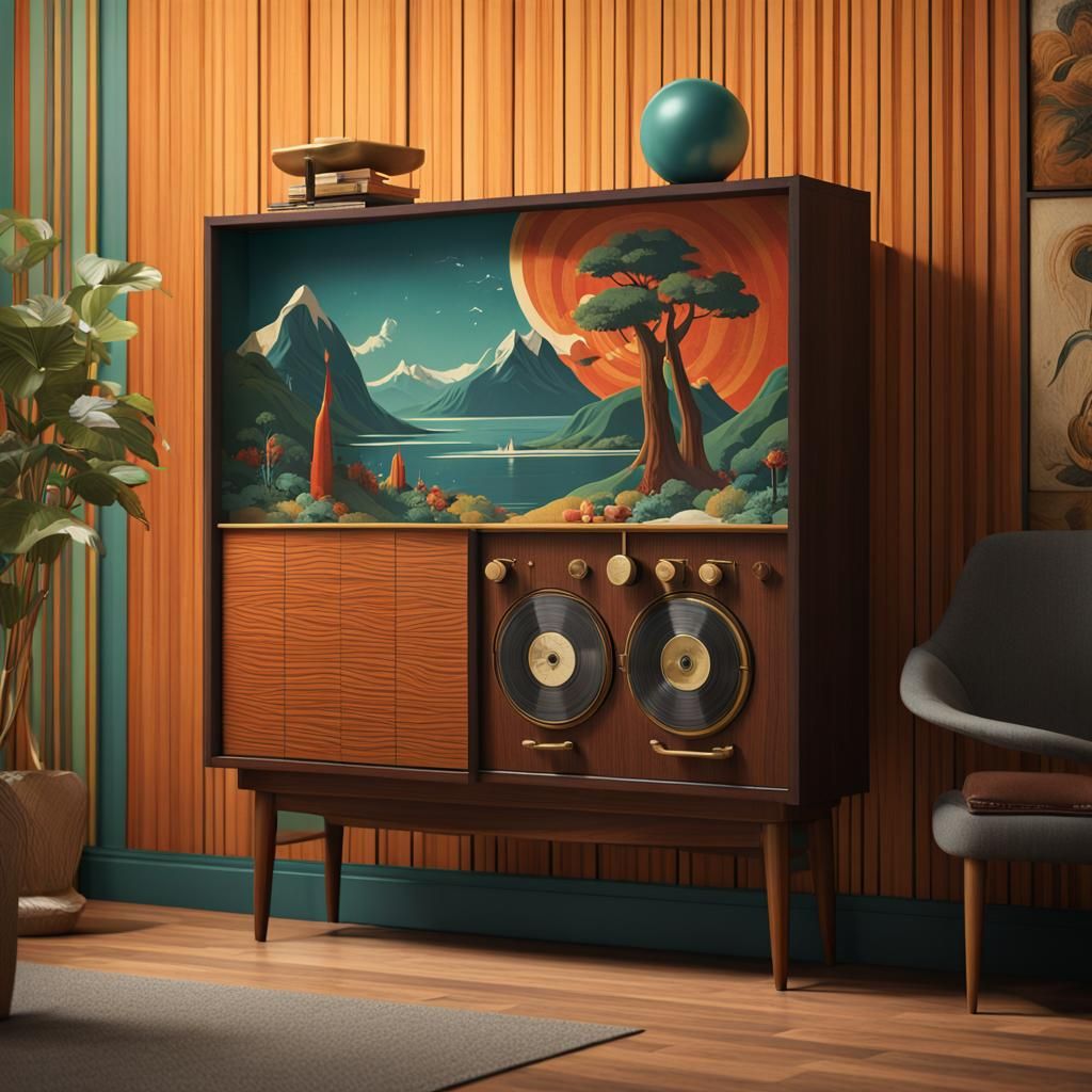 Vintage 1950s-60s Mid Century Danish modern record cabinet