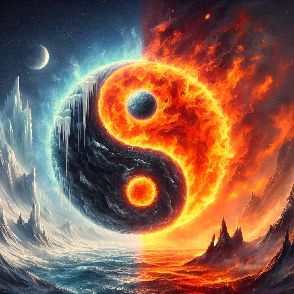 Yin Yang, fire and ice - AI Generated Artwork - NightCafe Creator