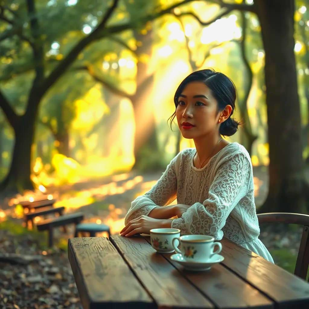 A solitary Asian woman