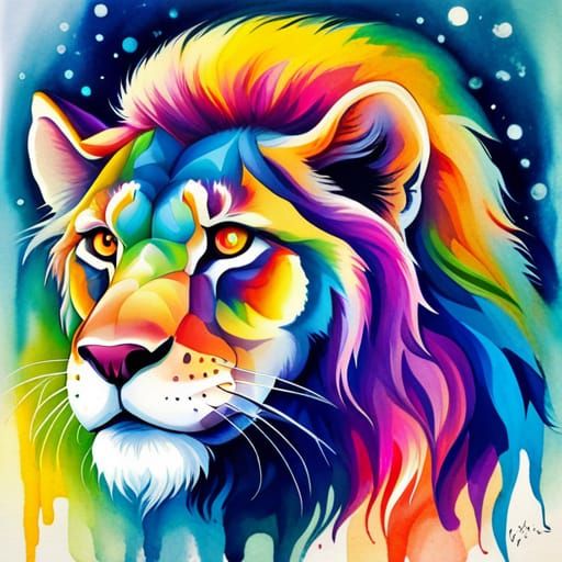A beautiful handsome stoic Lion , by Frank Miller, Lisa Fran...