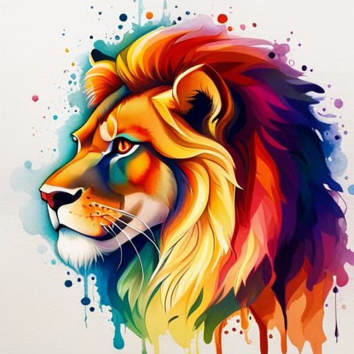 A beautiful handsome stoic Lion , by Frank Miller, Lisa Fran...