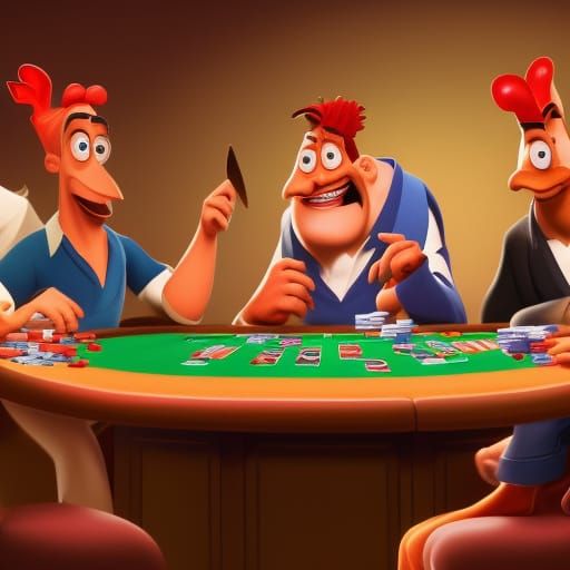 Roosters playing poker