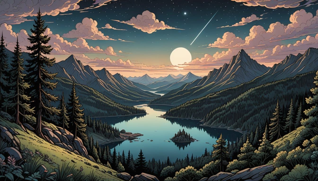 mystery forest, wilderness, hills  by @Koutsis