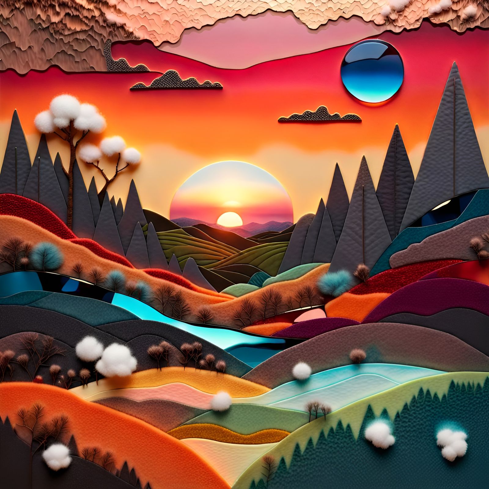 Sunset landscape collage   by @Vilanelle