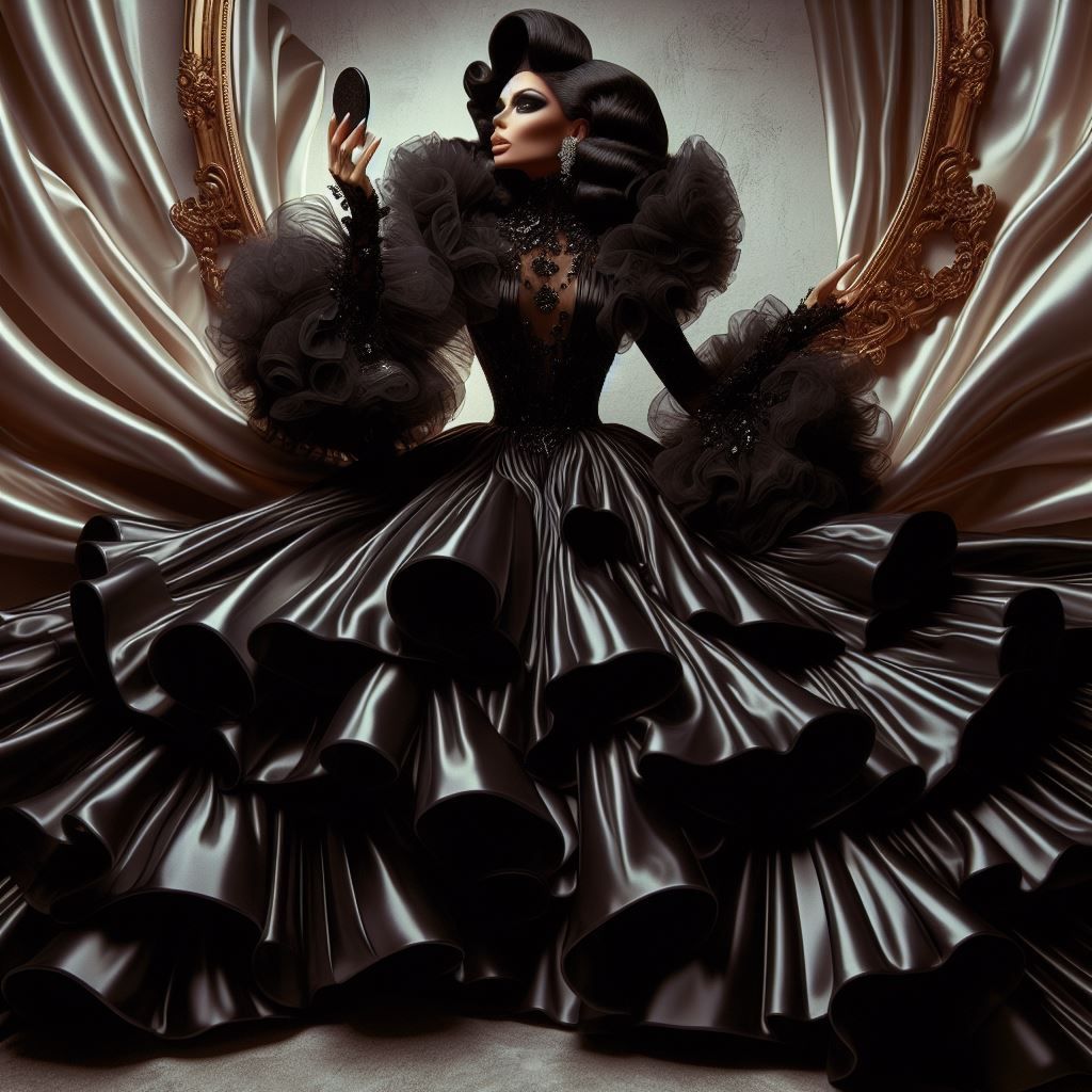 POMPÖÖS Satin Couture Mature Drag Queen.