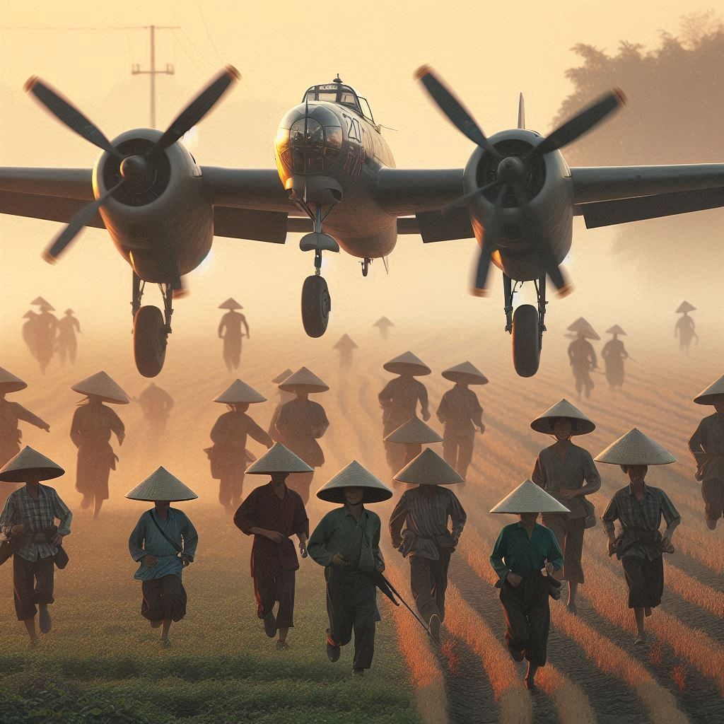 Run in front of landing plane to stop pursuing bad spirits