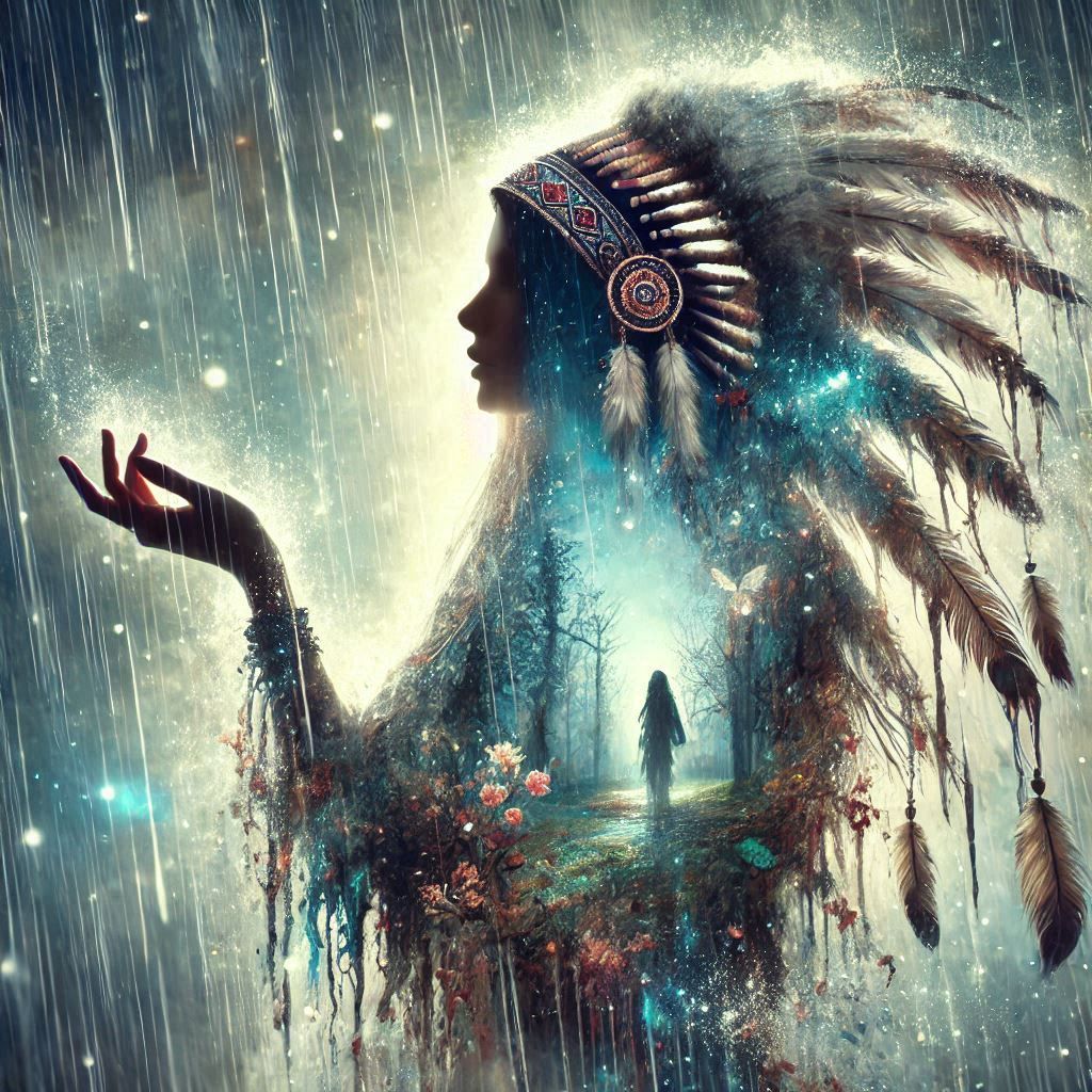 double exposure beautiful fantasy DALL-E 3 portrait landscape..