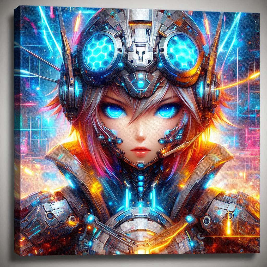 Neon futuristic armor woman (anime) #4