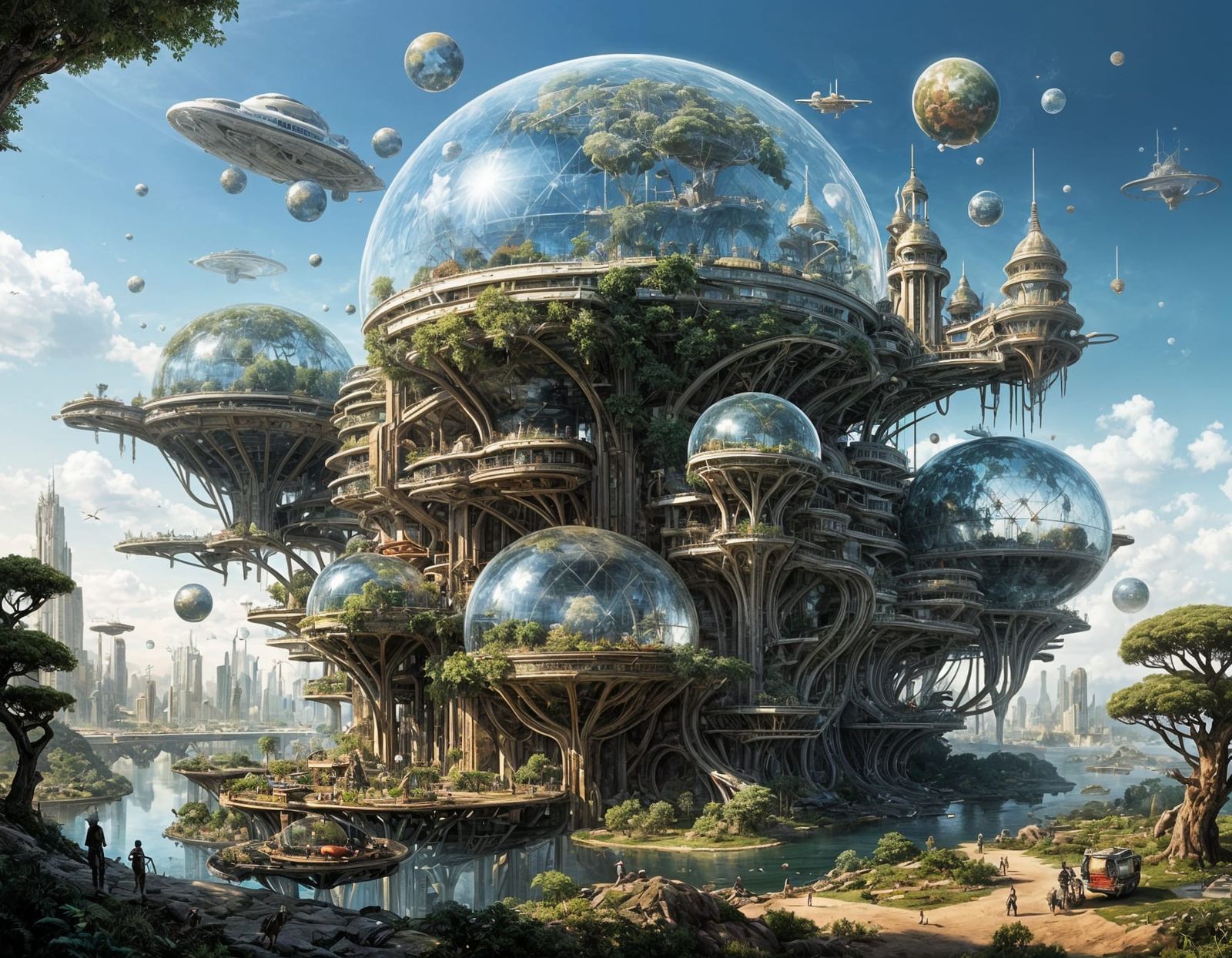 Solarpunk Dome Settlement   by @Mr Doodle