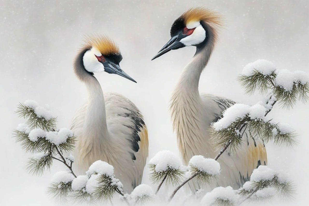 Birds in the snow