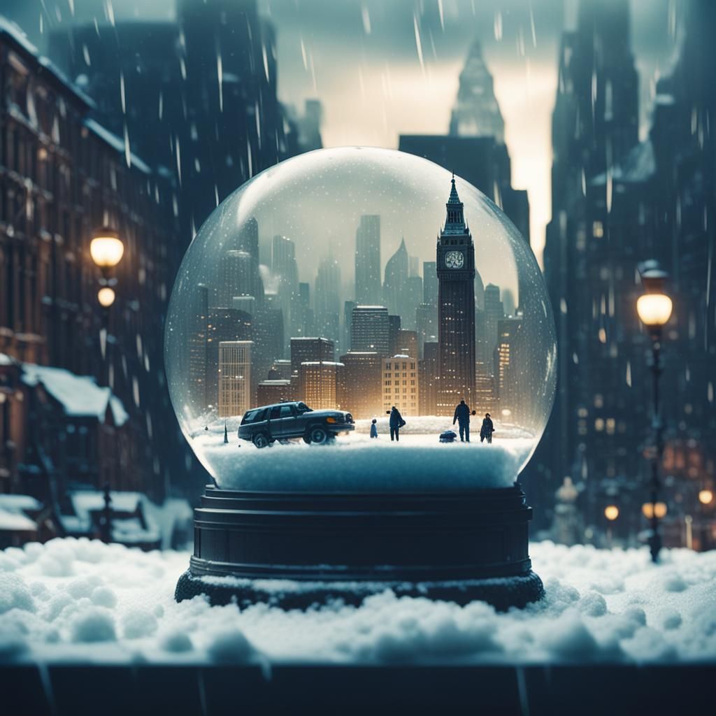 Big city in a small snow globe
