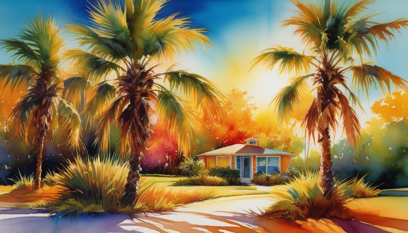 Palm trees in Florida:: sunshine :: beautiful day:: day time :: brilliant colors :: insanely realistic ...  by @  debster