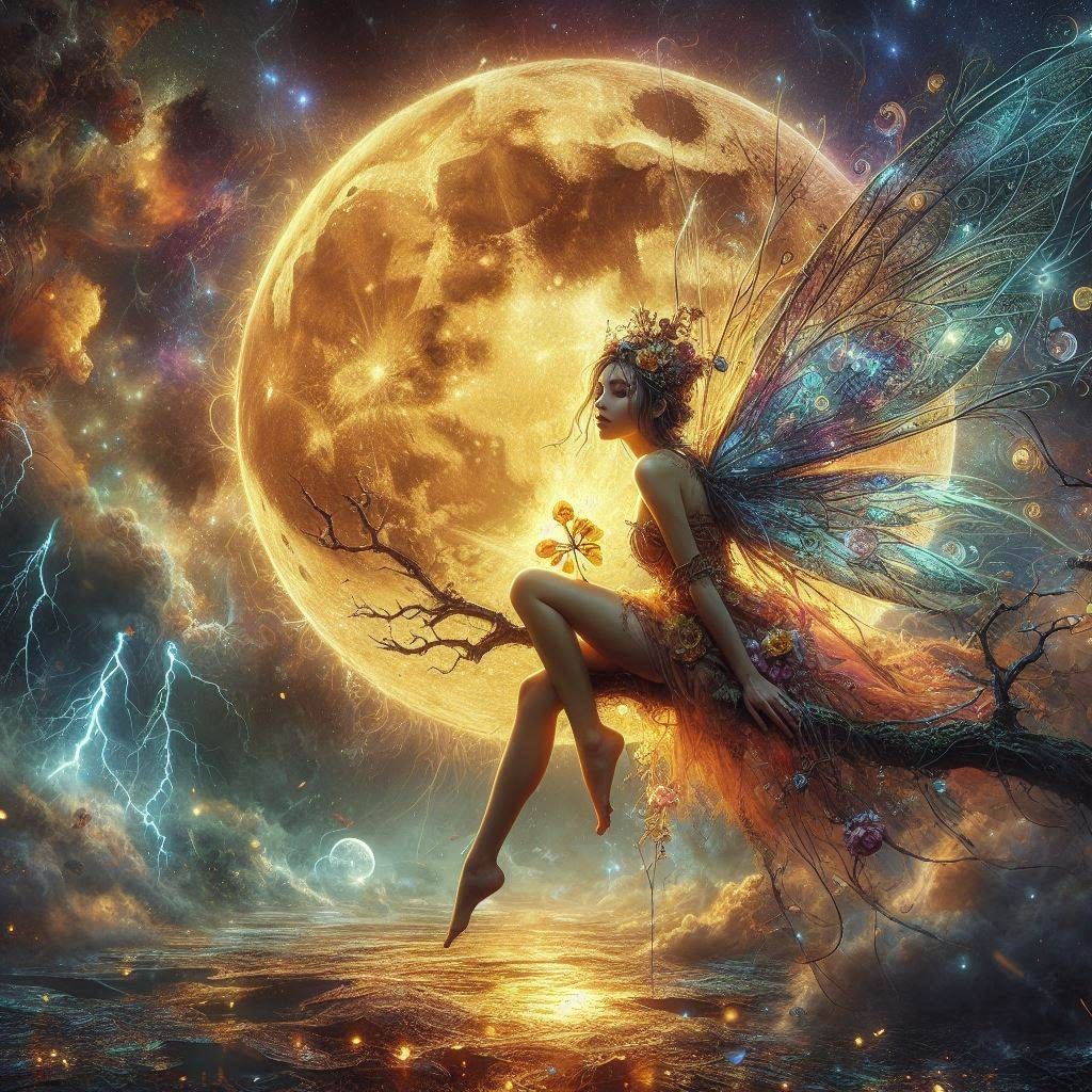 Fairy in moonlight