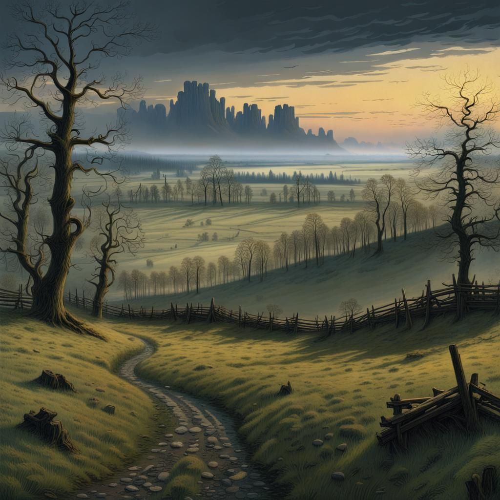 spring landscape in the evening mood  by @undefined