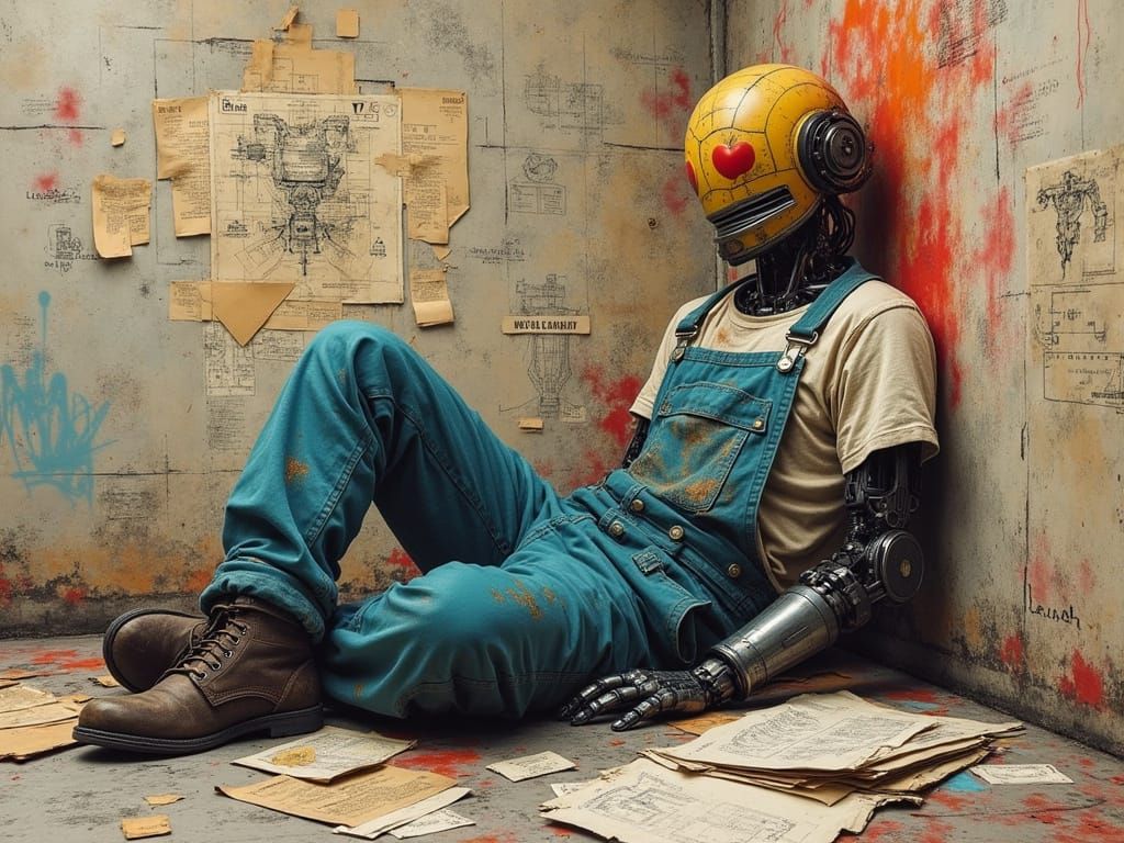 Cyberpunk Mechanic Robot Collage