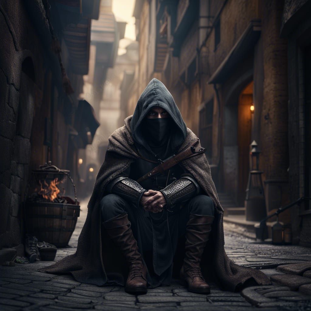 Medieval thief waiting for the night  by @SalvaMalva