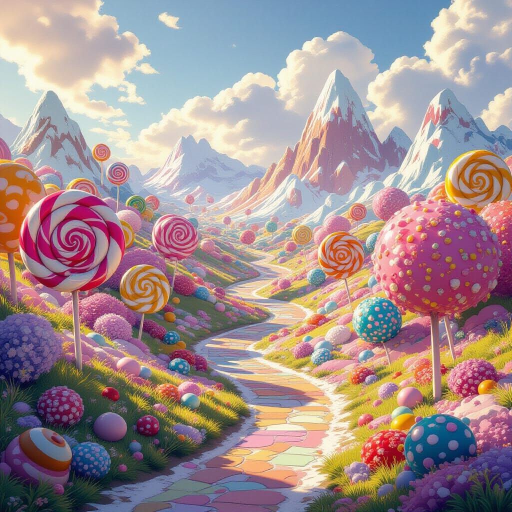 The most awe-inspiring, spectacularly beautiful and stunning hyper detailed image of candy land. The ...  by @Vox