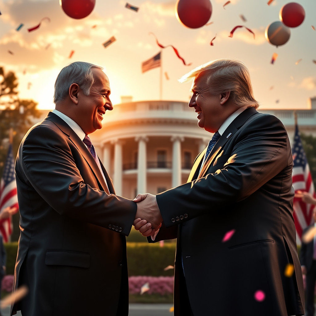 Netanyahu and Trump Handshake: White House Celebration