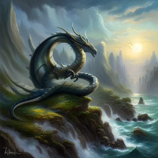 black dragon with Cat-like eyes, Ear-like appendages, Nubs and tendrils ...