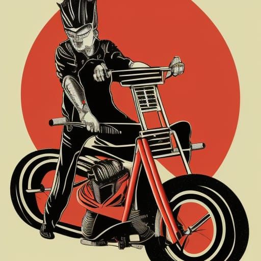 crimson ghost riding a chopper