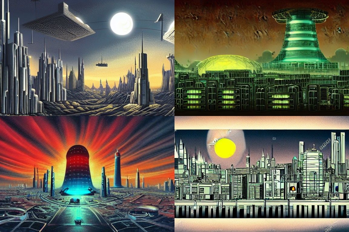 Sci-fi city in the style of Nuclear art
