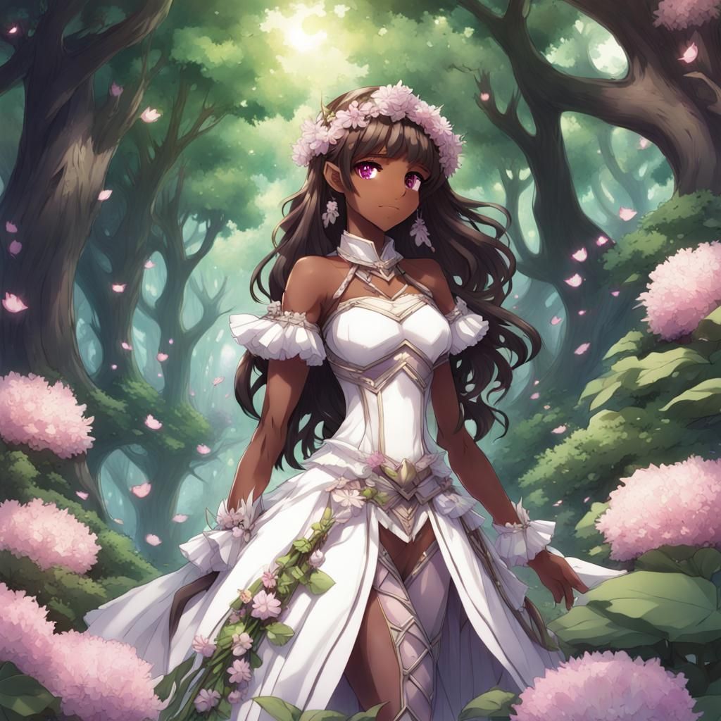 Elven Princess in Magic Forest, Anime Style