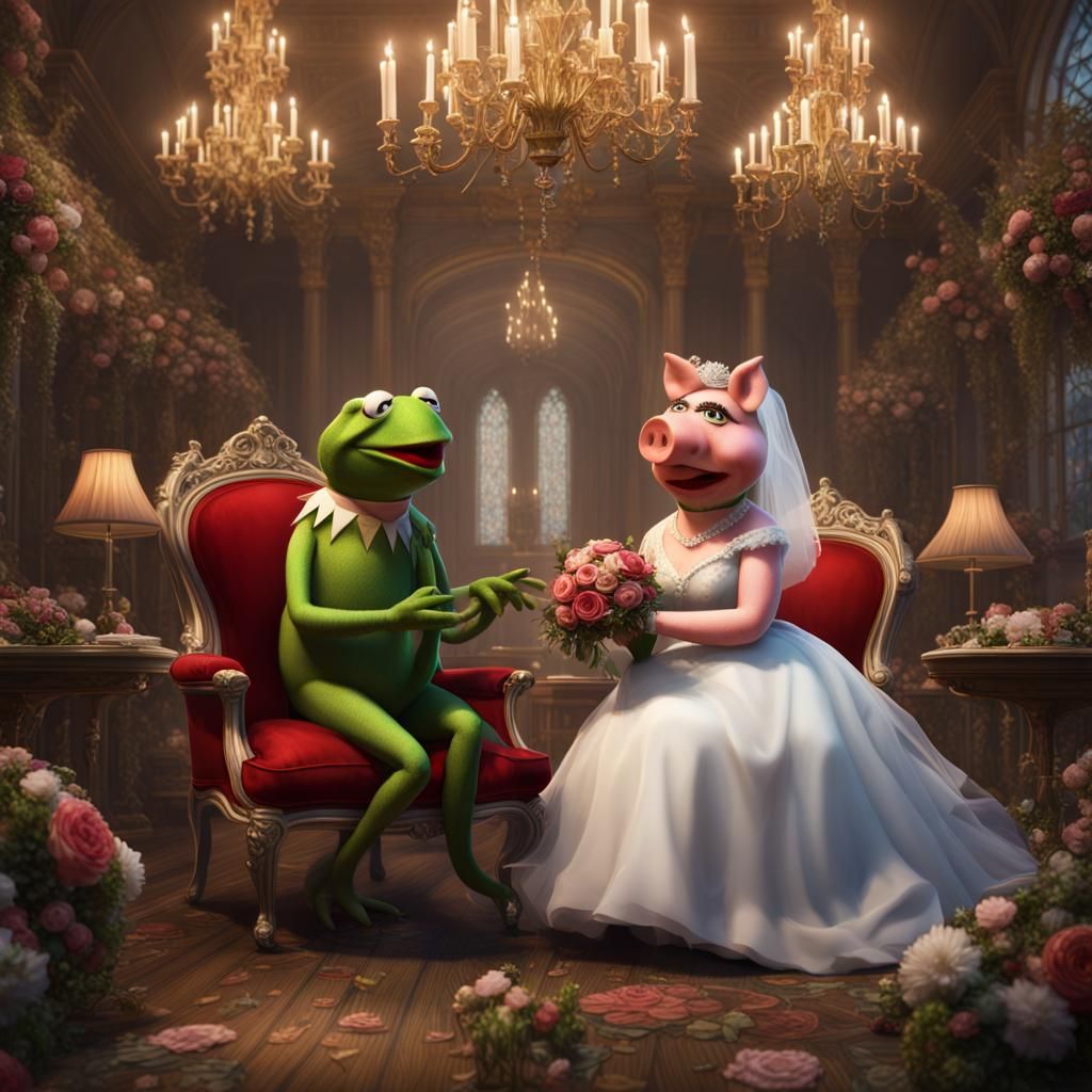 mrs piggy and kermit getting maried - AI Generated Artwork - NightCafe ...