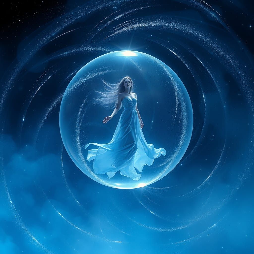 Ethereal Maiden Levitating in Mystical Dreamscape