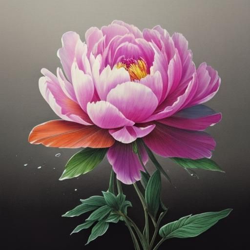 botanical ink drawing peony Ernst Haeckel