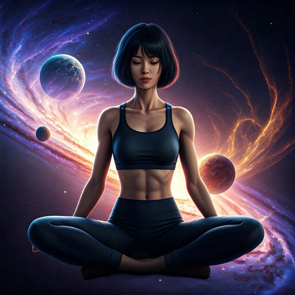 Hyper-Realistic Cosmic Goddess in Nebula