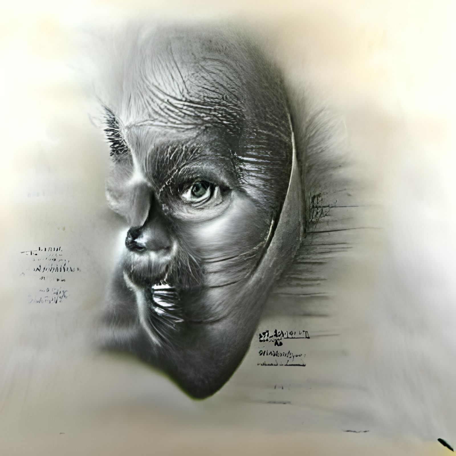 A clear sketch of a human face