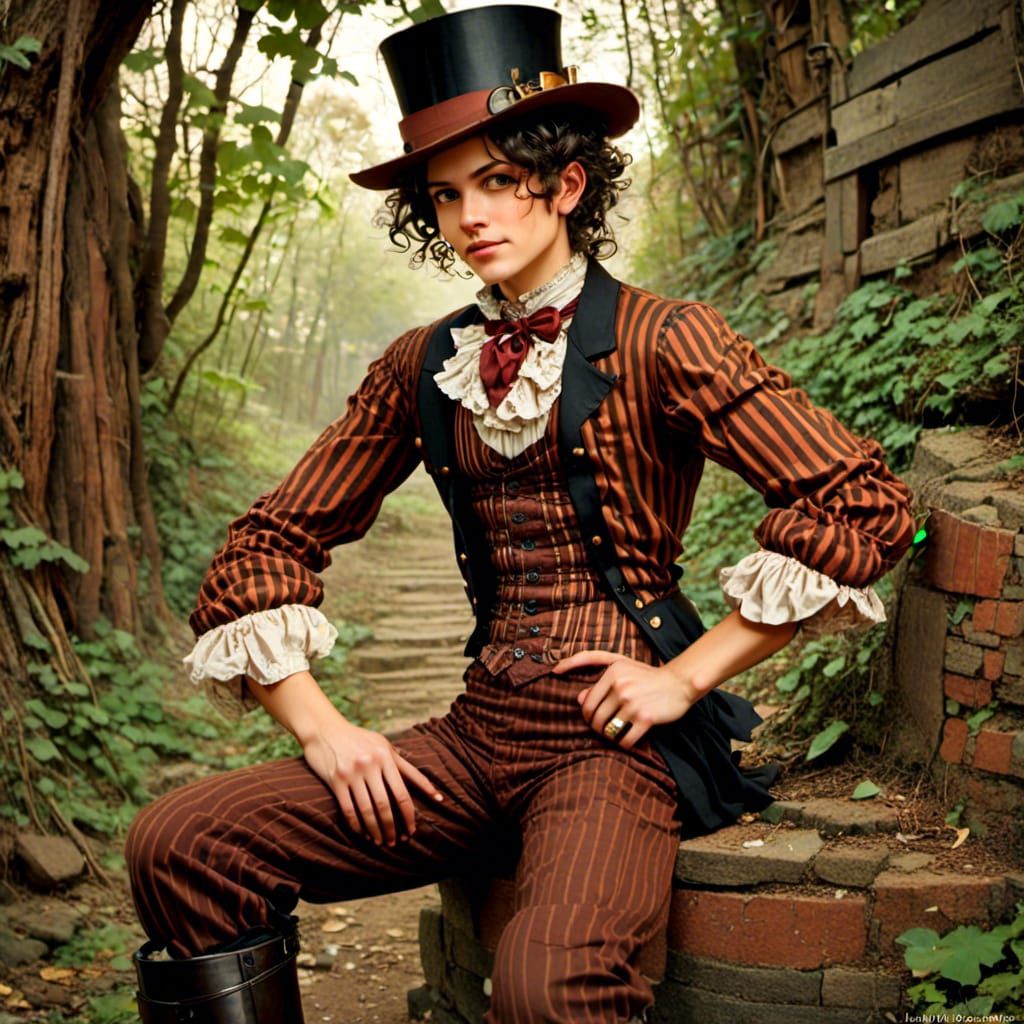 Victorian young man<lora:SteampunkHotHiRes:1.0>