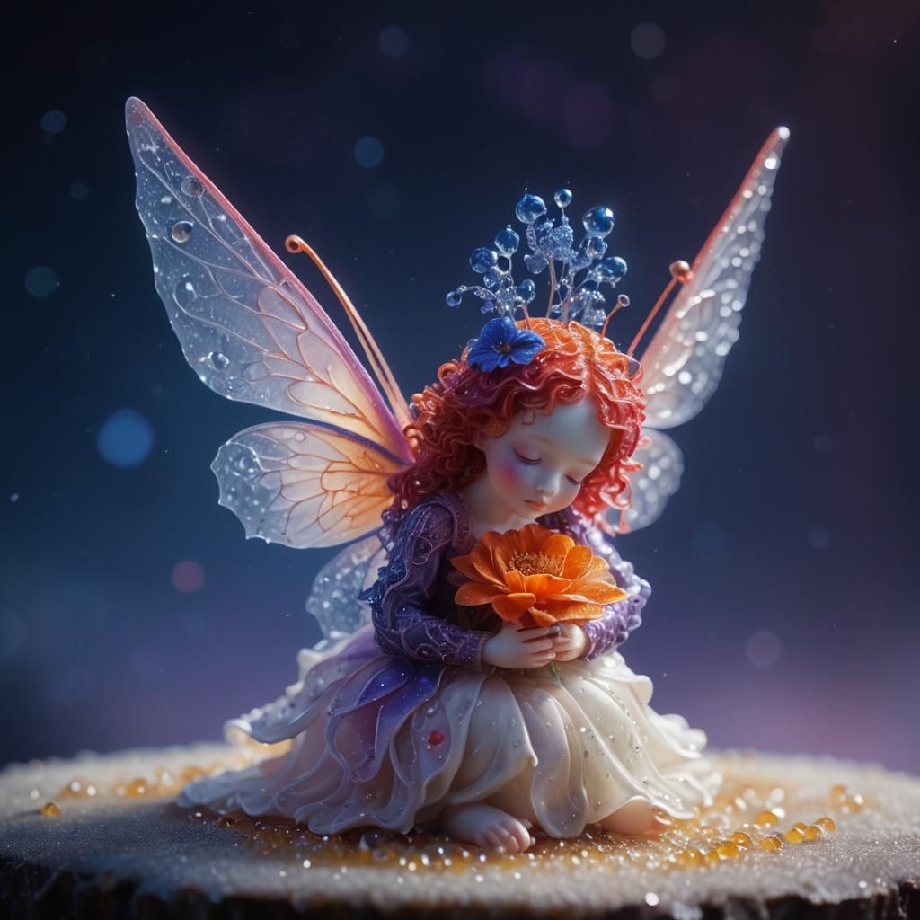 Elegant Macro Still Life of a Fairy and Butterfly