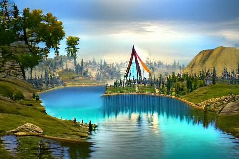 Landscape,a beautiful lake over the horizon